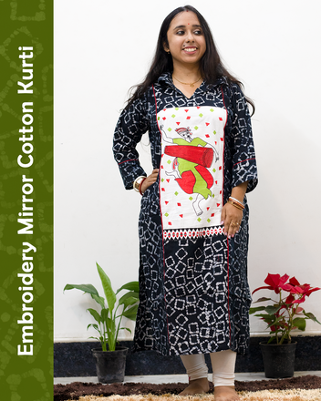 Embroidery Mirror Cotton Kurti