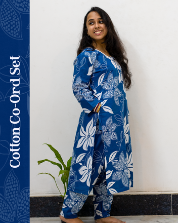 V Neck Cotton Co-Ord Set