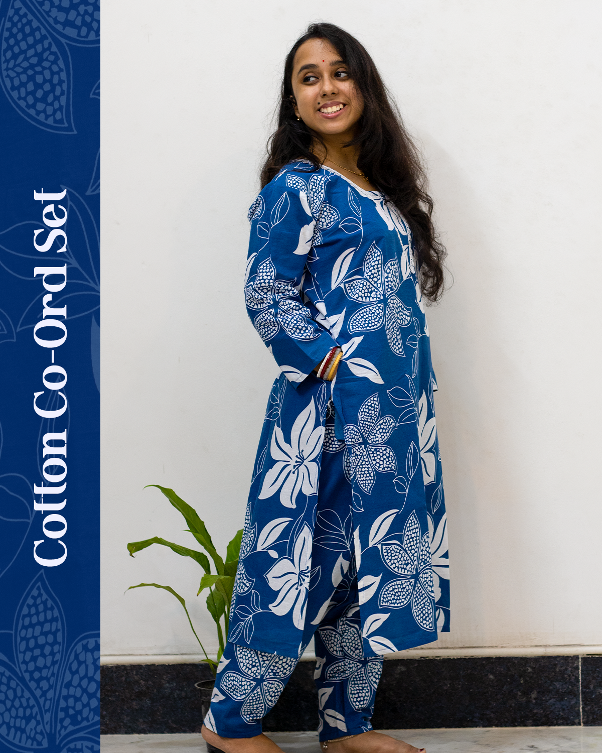 V Neck Cotton Co-Ord Set