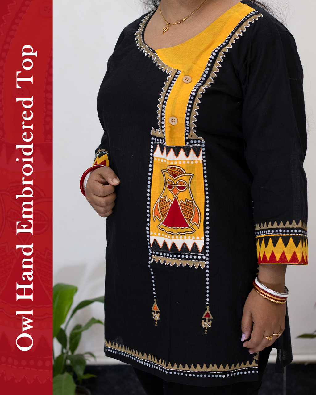 Owl Hand Embroidered Top