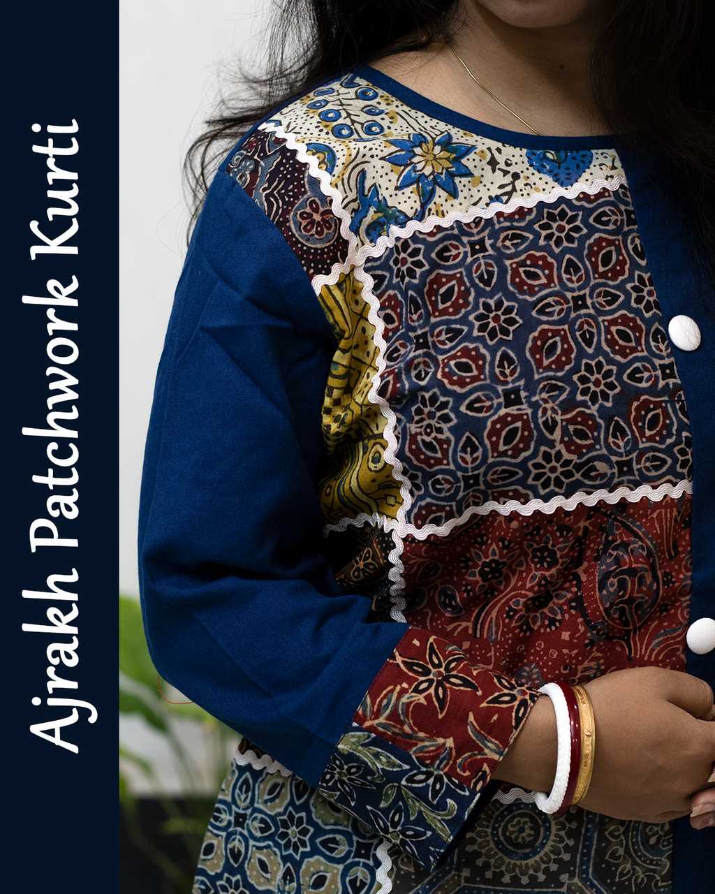 Ajrakh Patch with Lace Work Kurti
