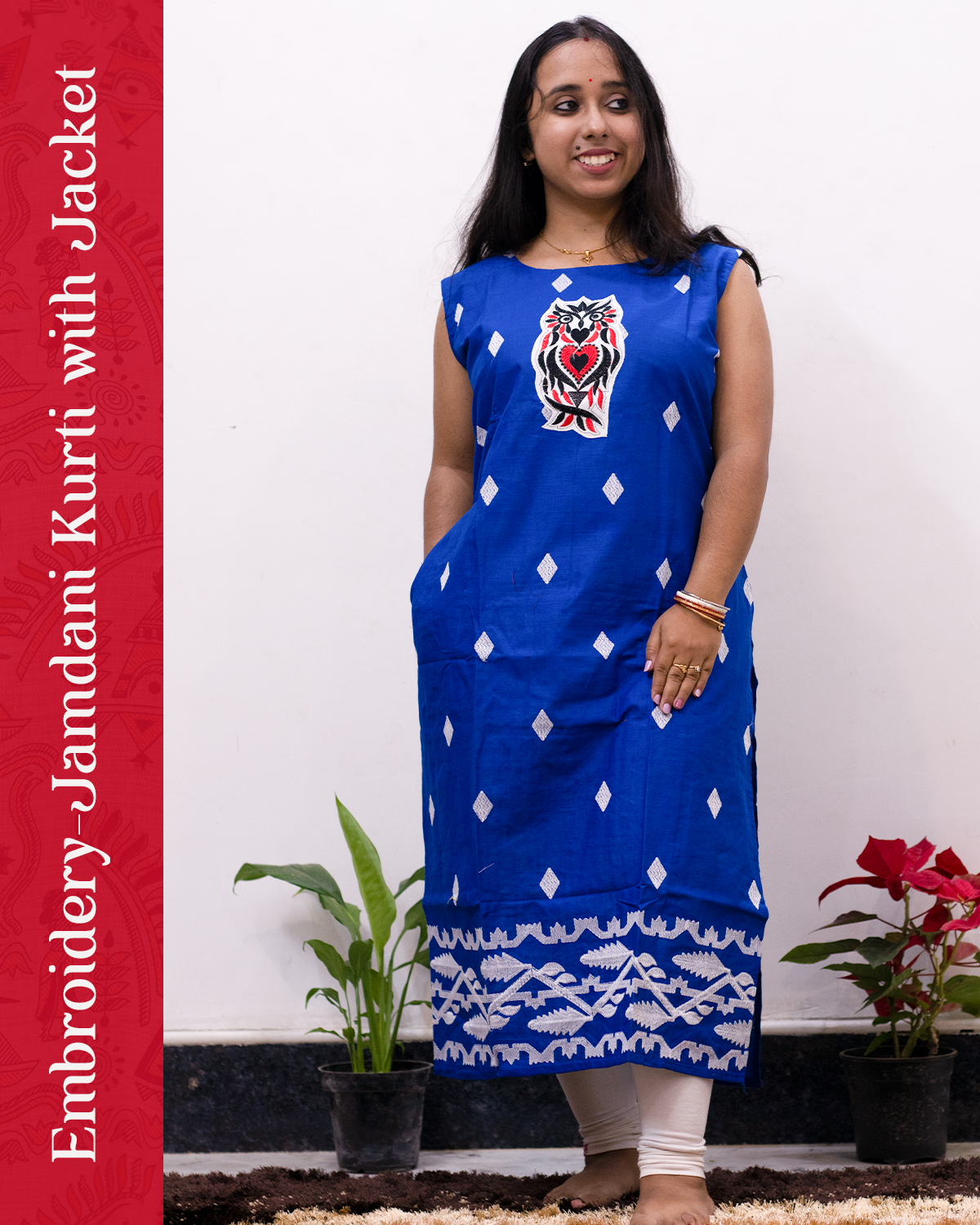 Embroidery Jamdani Kurti with Jacket