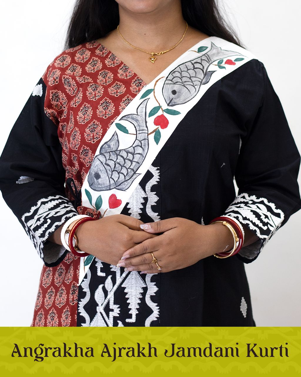 Angrakha Ajrakh Jamdani Kurti
