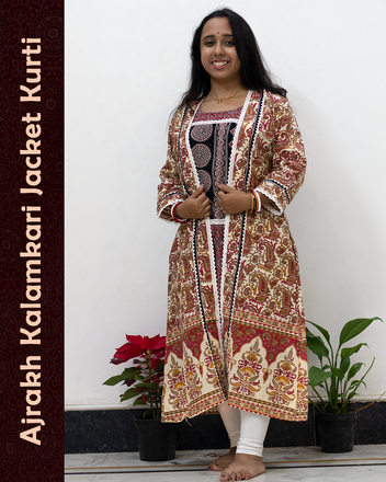 Ajrakh Kalamkari Jacket Kurti