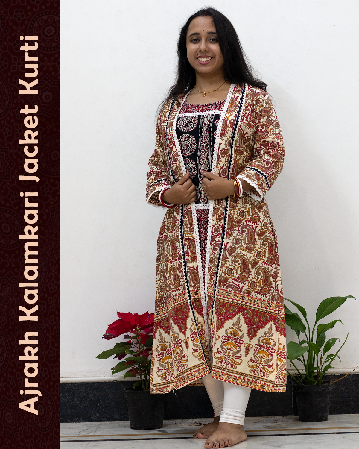 Ajrakh Kalamkari Jacket Kurti