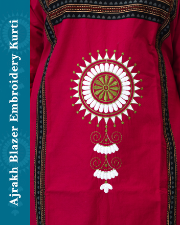 Ajrakh Blazer Embroidered Kurti