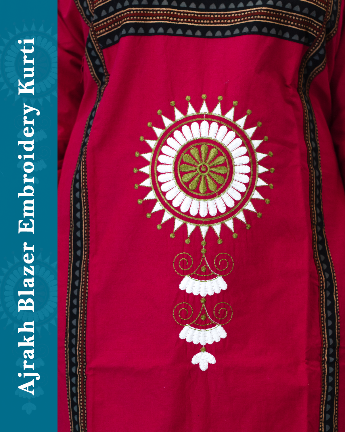 Ajrakh Blazer Embroidered Kurti