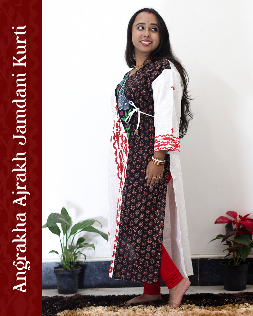 Angrakha Ajrakh Jamdani Kurti
