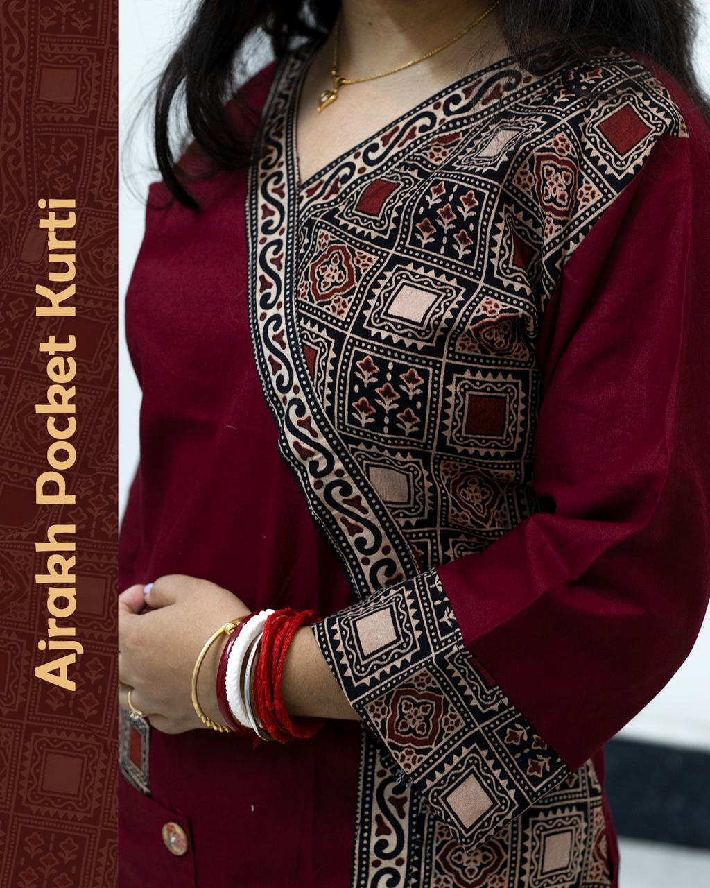 Ajrakh Angrakha Pocket Kurti