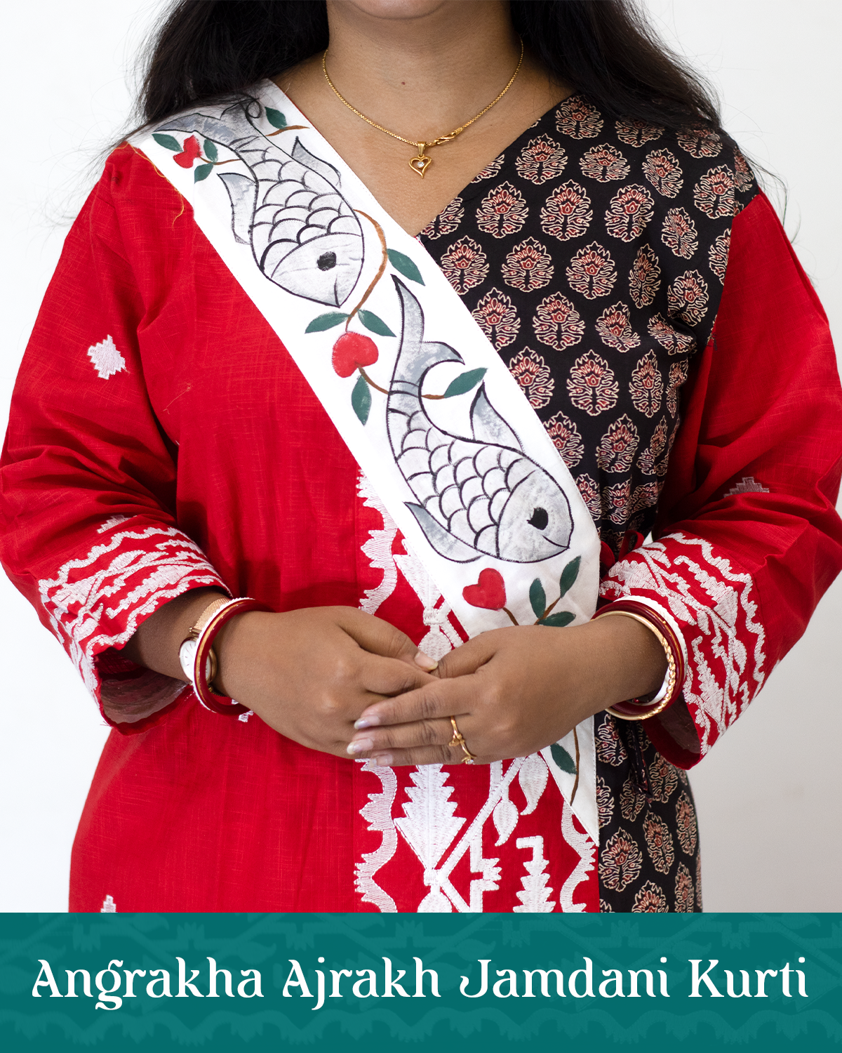 Angrakha Ajrakh Jamdani Kurti