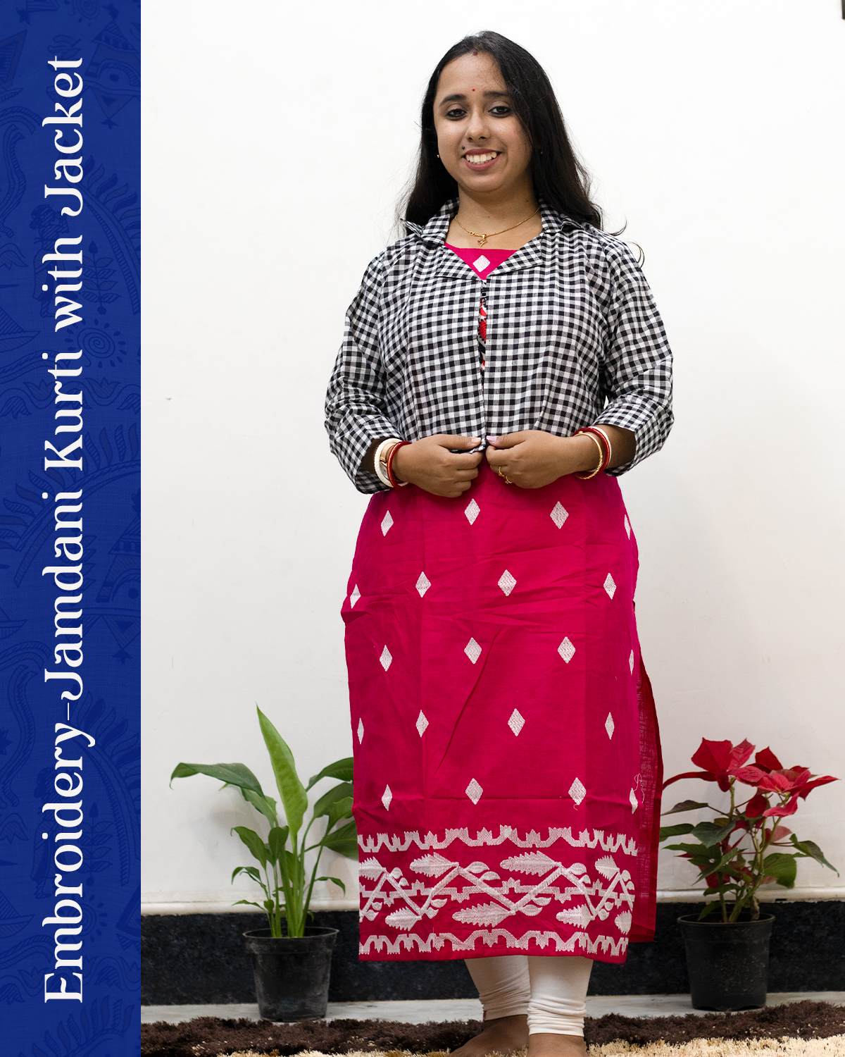 Embroidery Jamdani Kurti with Jacket
