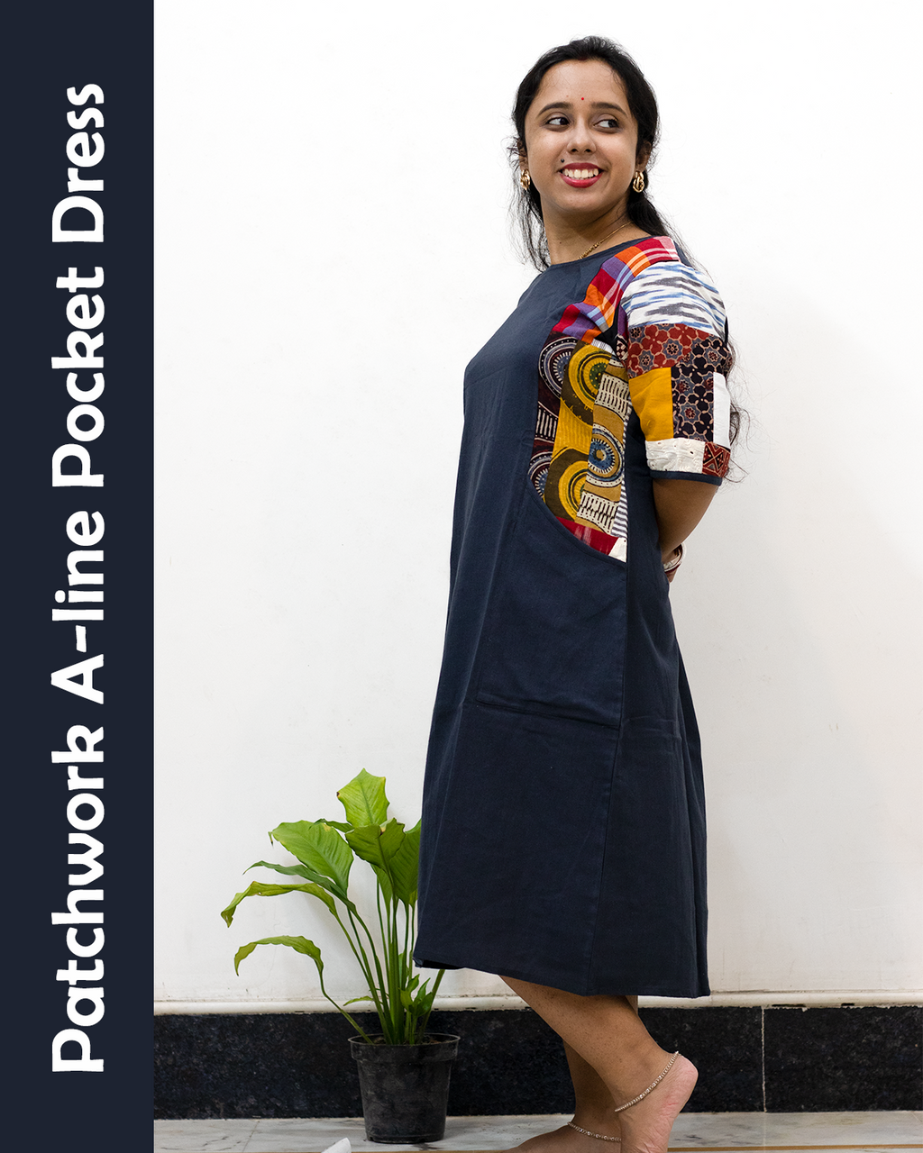 Patchwork A-Line Pocket Dress