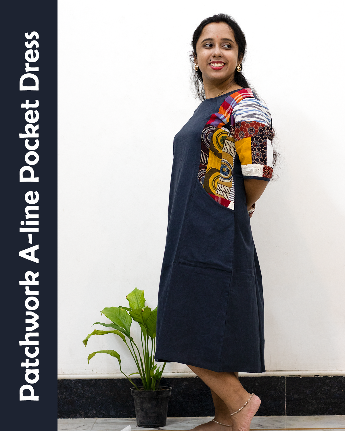 Patchwork A-Line Pocket Dress