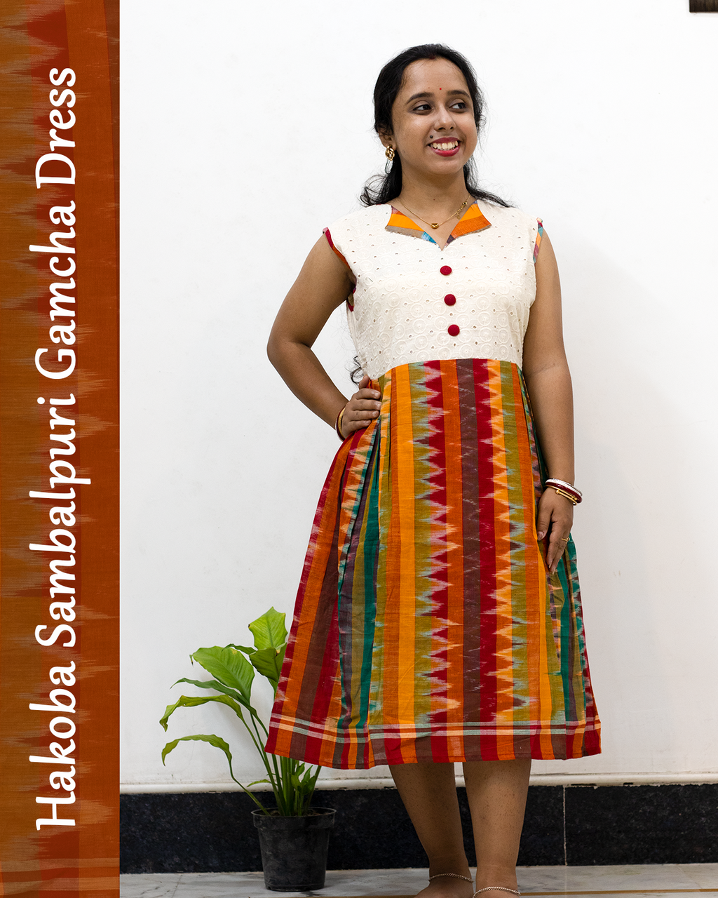 Hakoba Sambalpuri Gamcha Short Dress