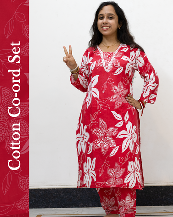 V Neck Cotton Co-Ord Set