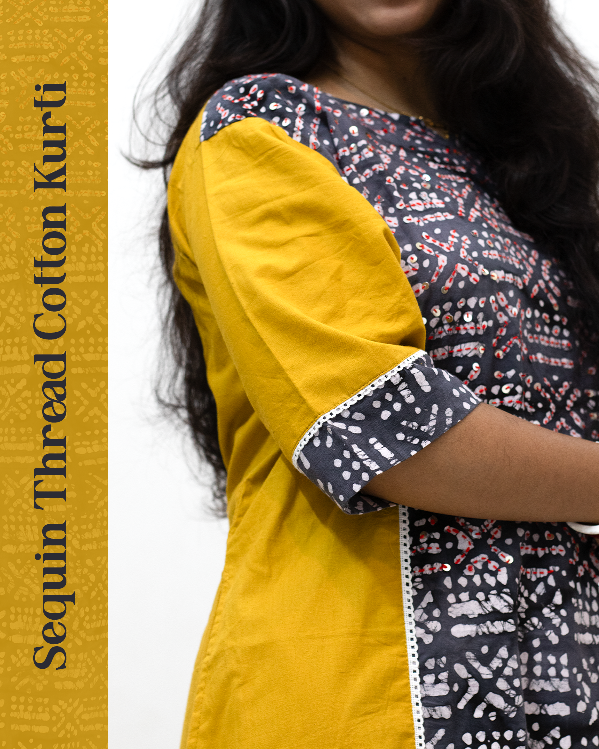 Sequin Thread Cotton Kurti