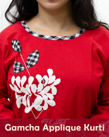 Gamcha Applique Kurti