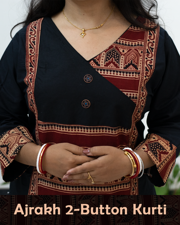 Ajrakh 2 Button Kurti