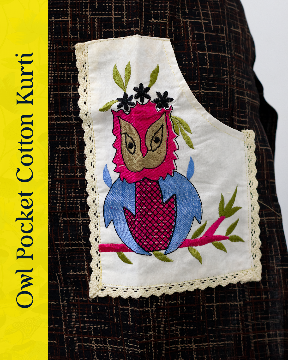 Owl Pocket Cotton Kurti