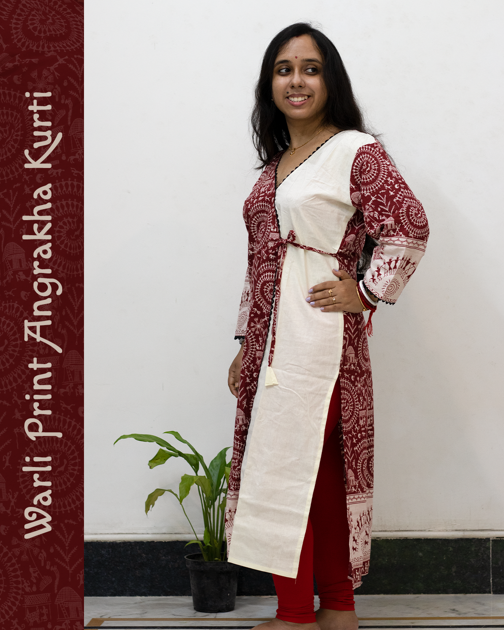 Warli Print Angrakha Kurti