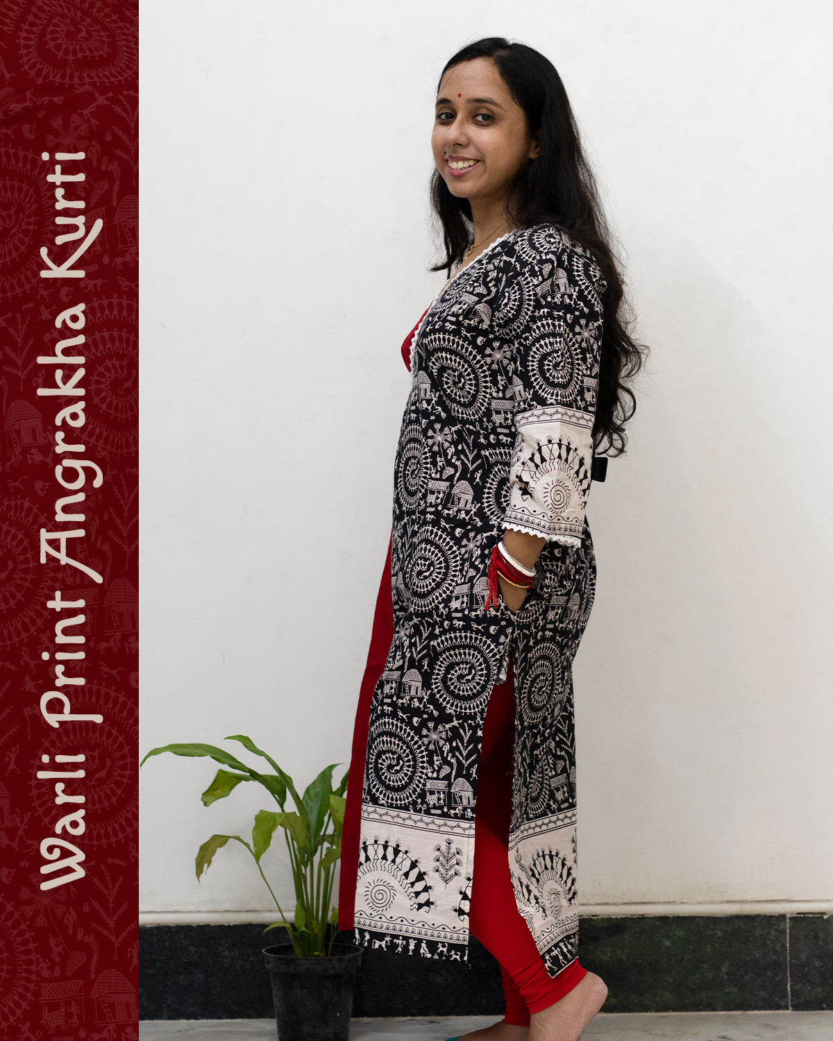 Warli Print Angrakha Kurti