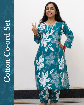 V Neck Cotton Co-Ord Set