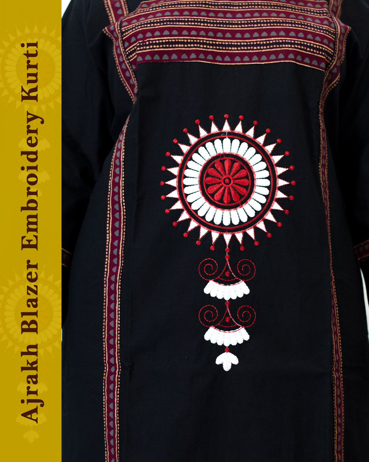 Ajrakh Blazer Embroidered Kurti