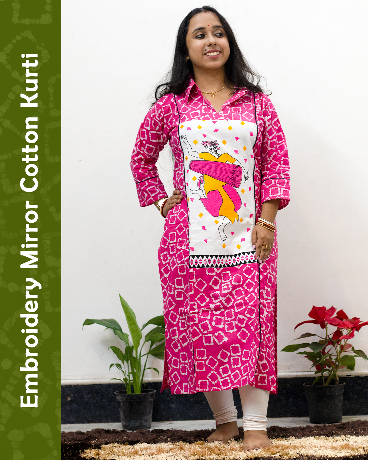 Embroidery Mirror Cotton Kurti