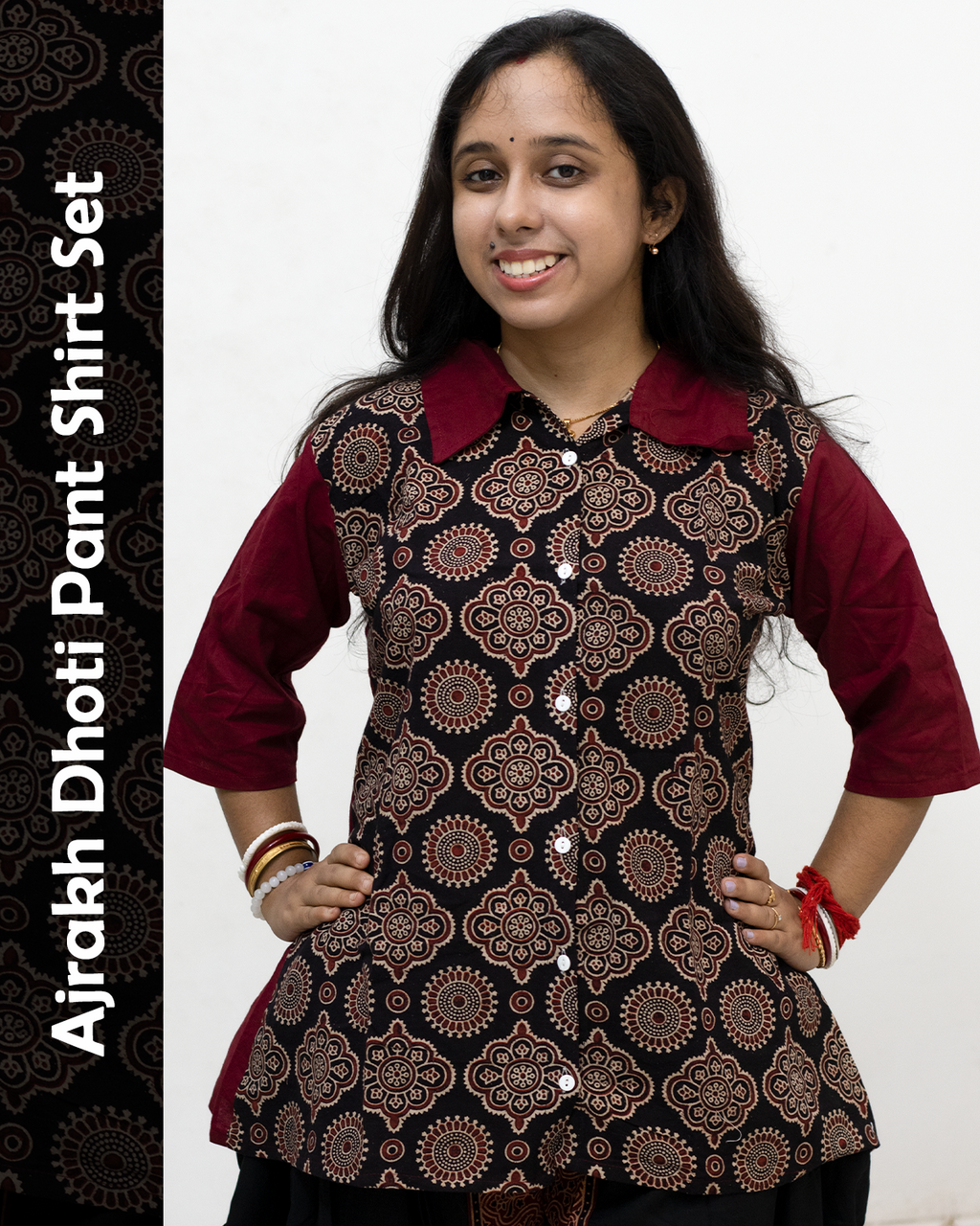 Ajrakh Dhoti Pant Shirt Set