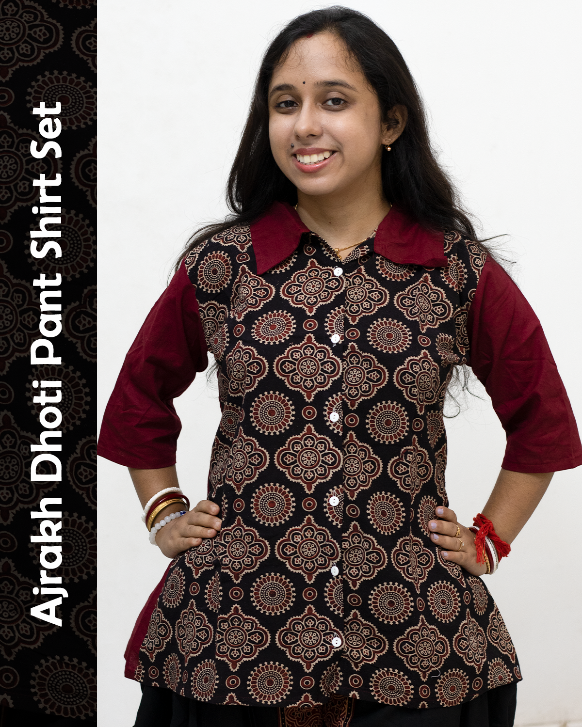Ajrakh Dhoti Pant Shirt Set