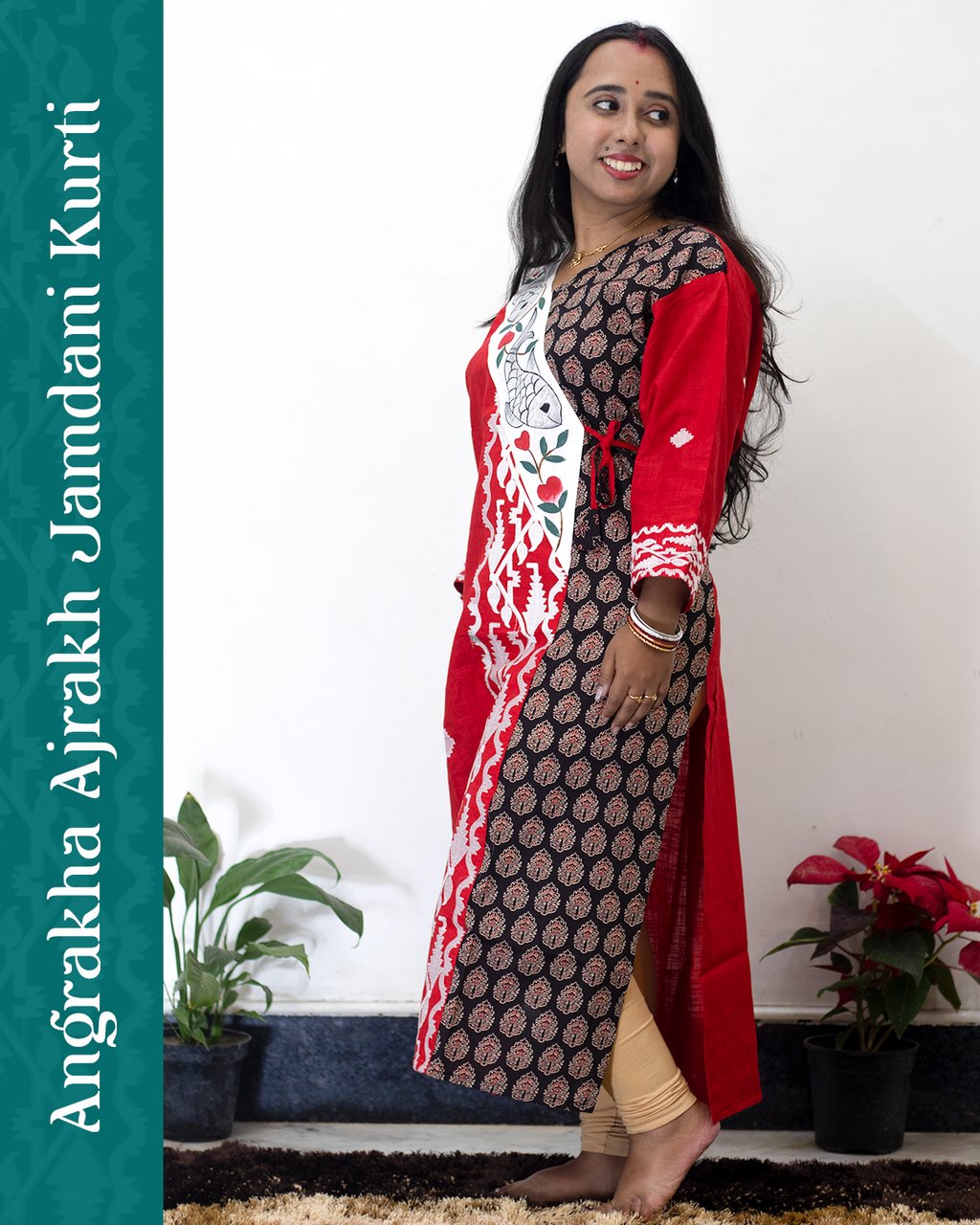 Angrakha Ajrakh Jamdani Kurti