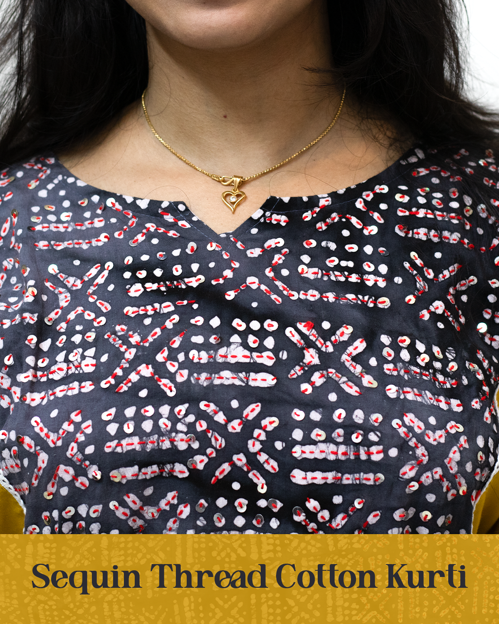Sequin Thread Cotton Kurti