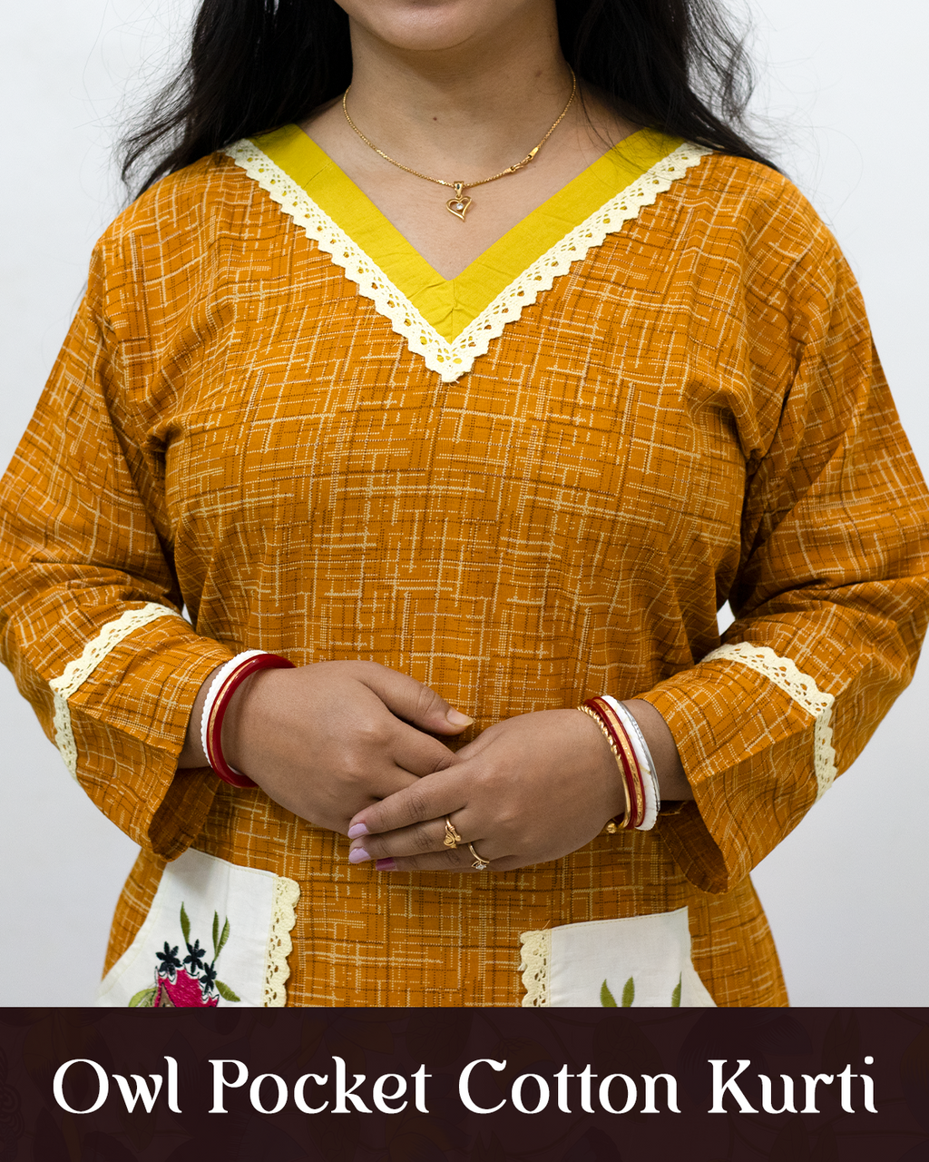 Owl Pocket Cotton Kurti