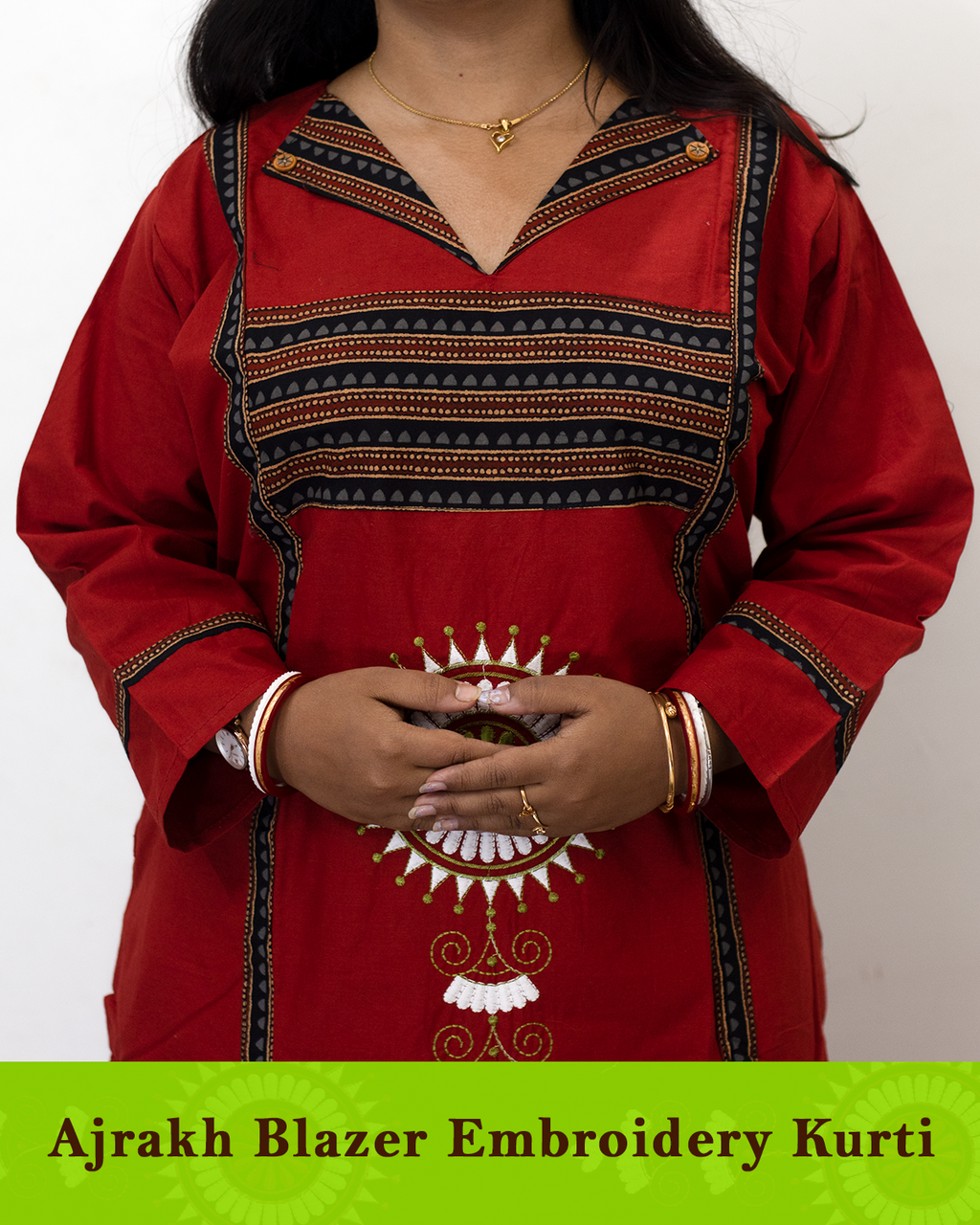 Ajrakh Blazer Embroidered Kurti
