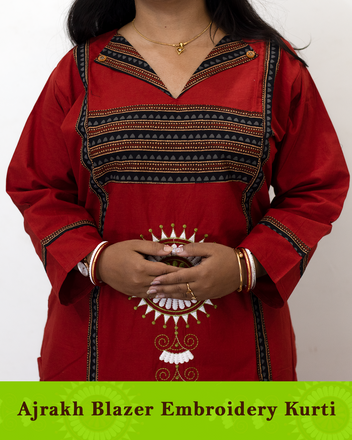 Ajrakh Blazer Embroidered Kurti