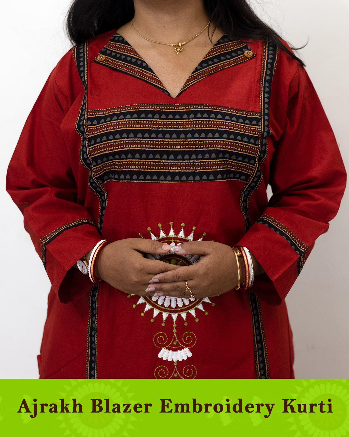 Ajrakh Blazer Embroidered Kurti