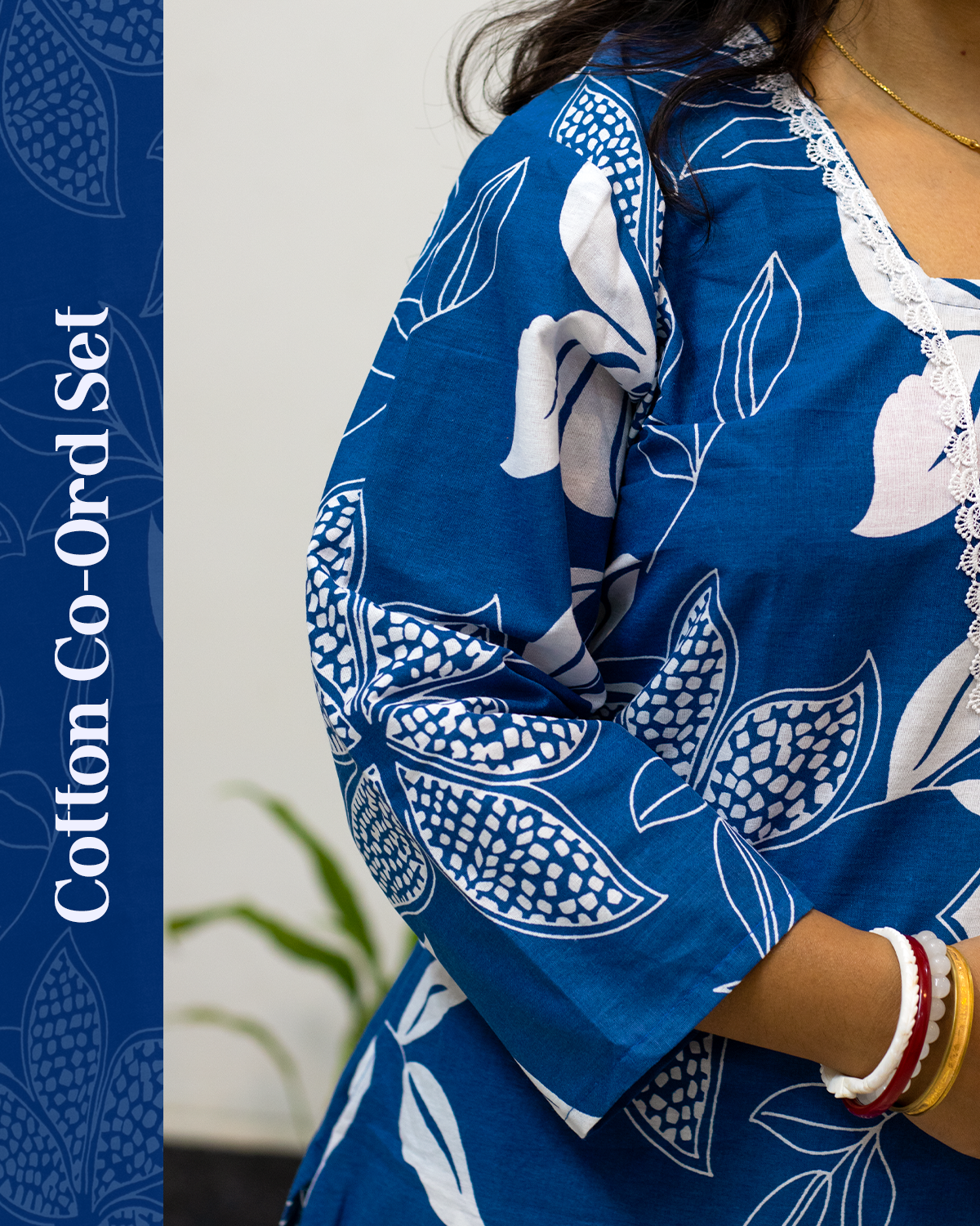 V Neck Cotton Co-Ord Set