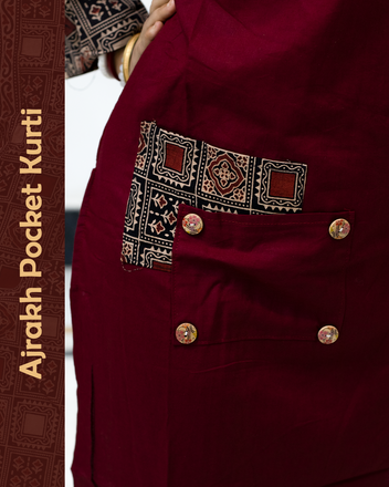 Ajrakh Angrakha Pocket Kurti