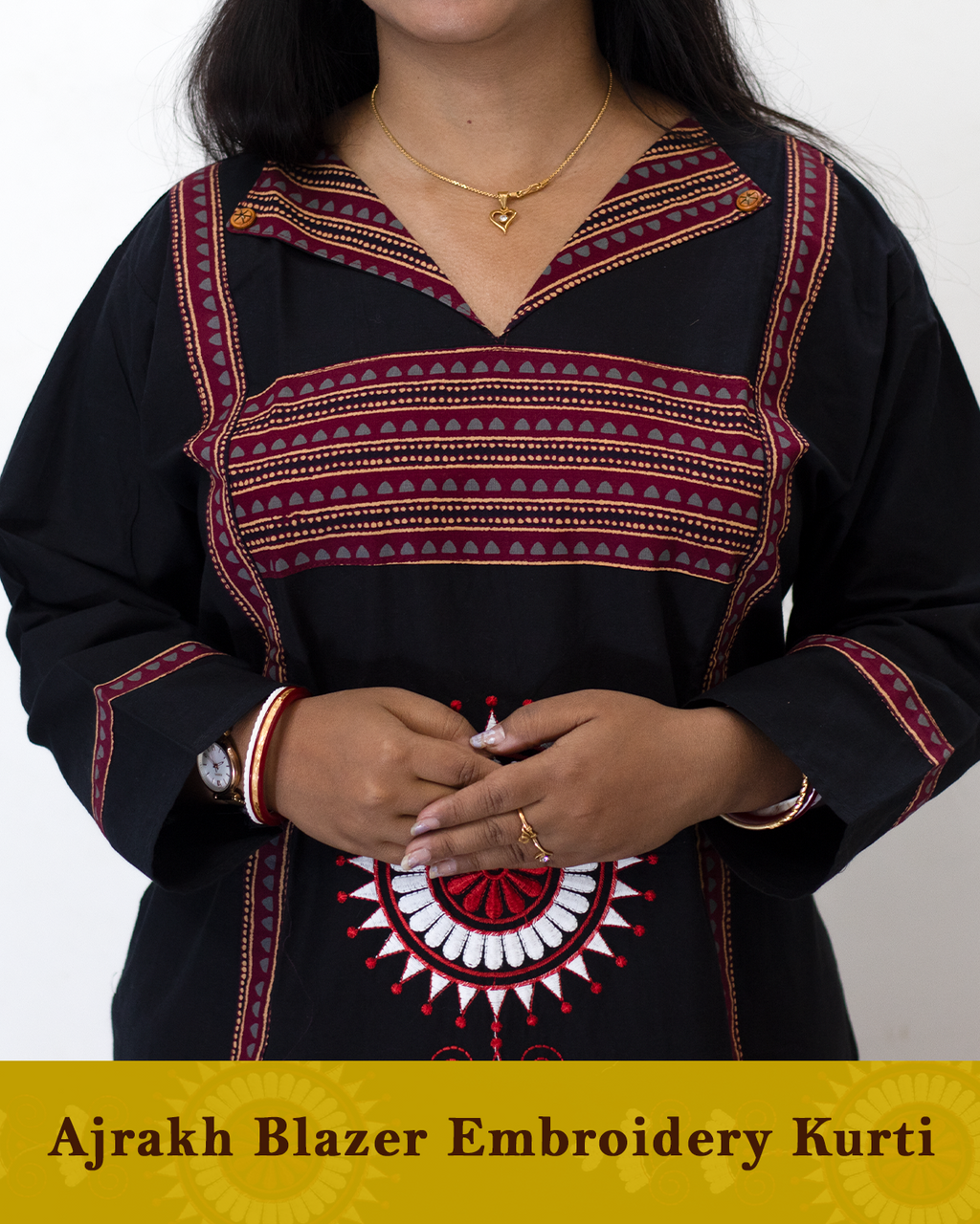 Ajrakh Blazer Embroidered Kurti