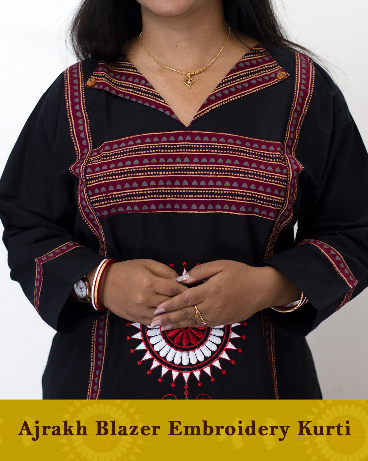 Ajrakh Blazer Embroidered Kurti