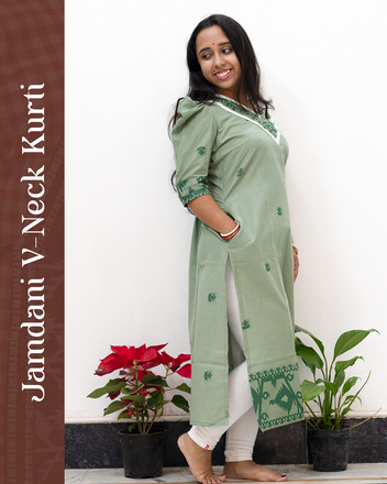 Jamdani V-Neck Kurti