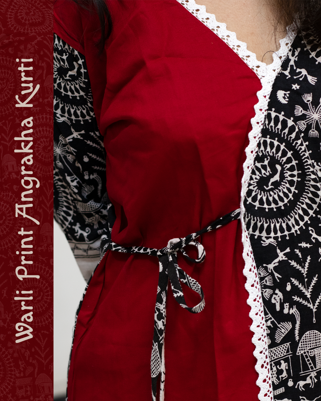 Warli Print Angrakha Kurti