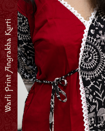 Warli Print Angrakha Kurti
