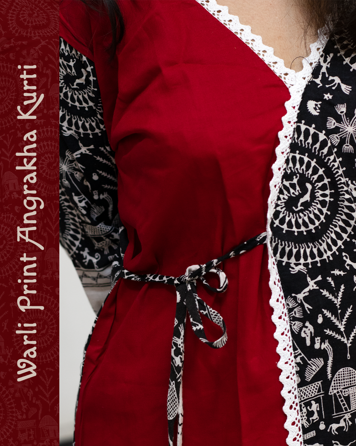 Warli Print Angrakha Kurti