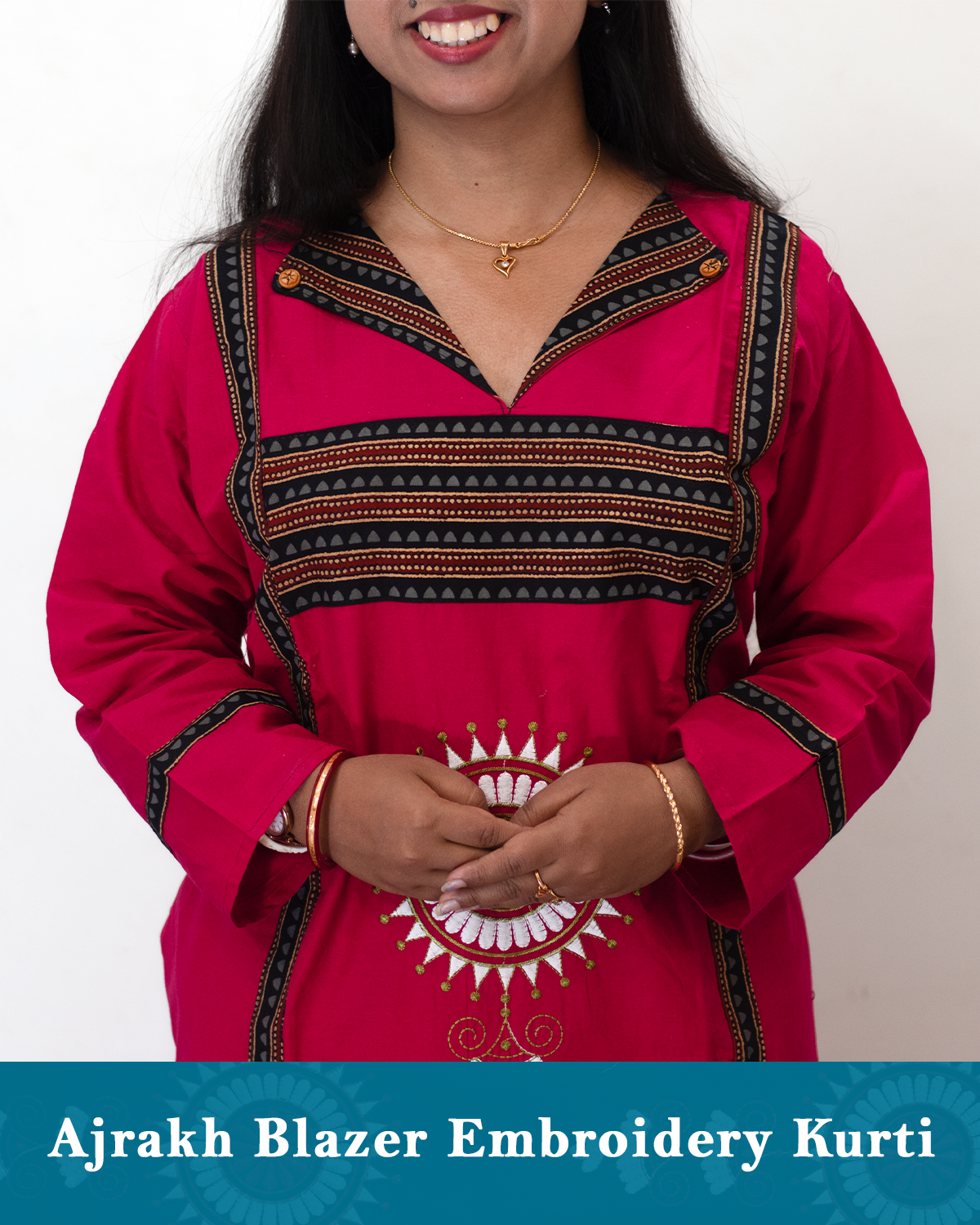 Ajrakh Blazer Embroidered Kurti