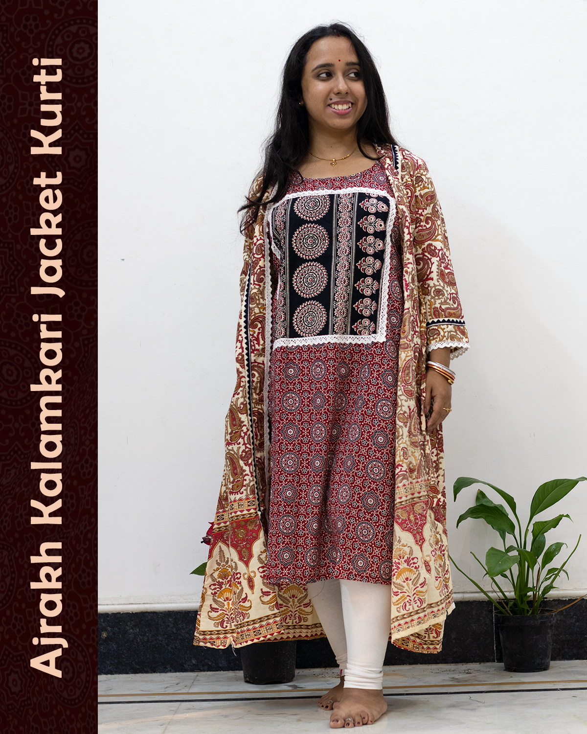Ajrakh Kalamkari Jacket Kurti