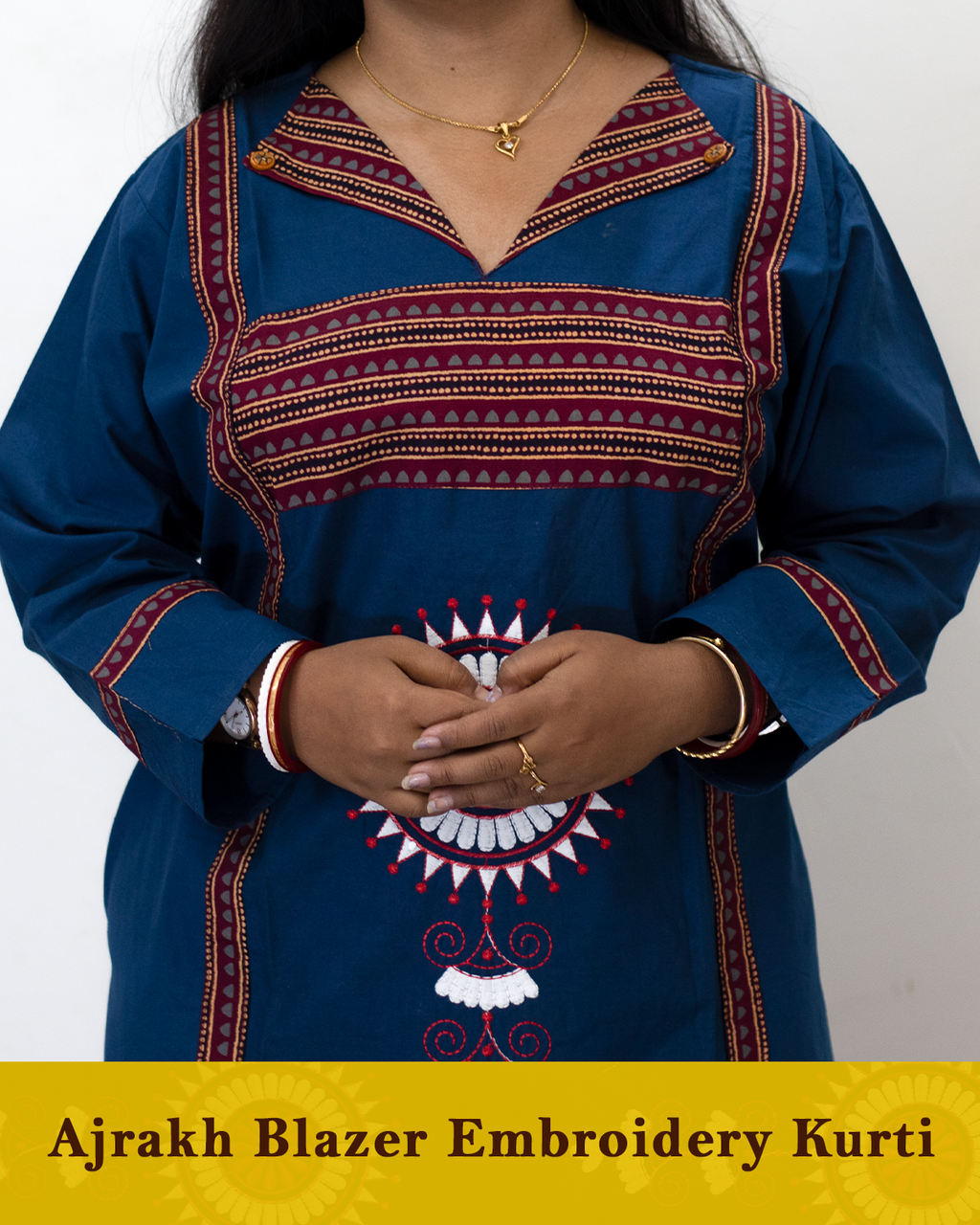 Ajrakh Blazer Embroidered Kurti