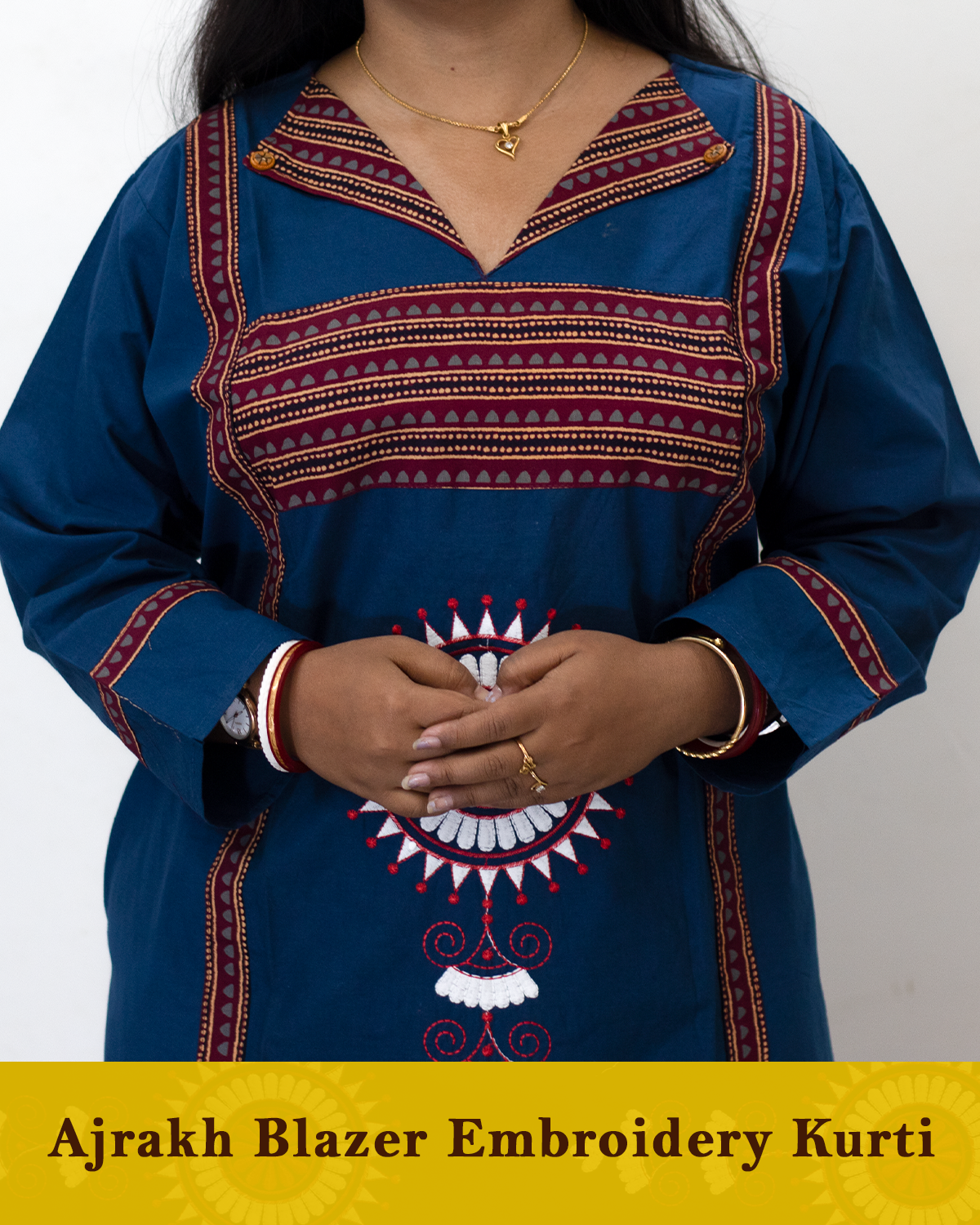 Ajrakh Blazer Embroidered Kurti