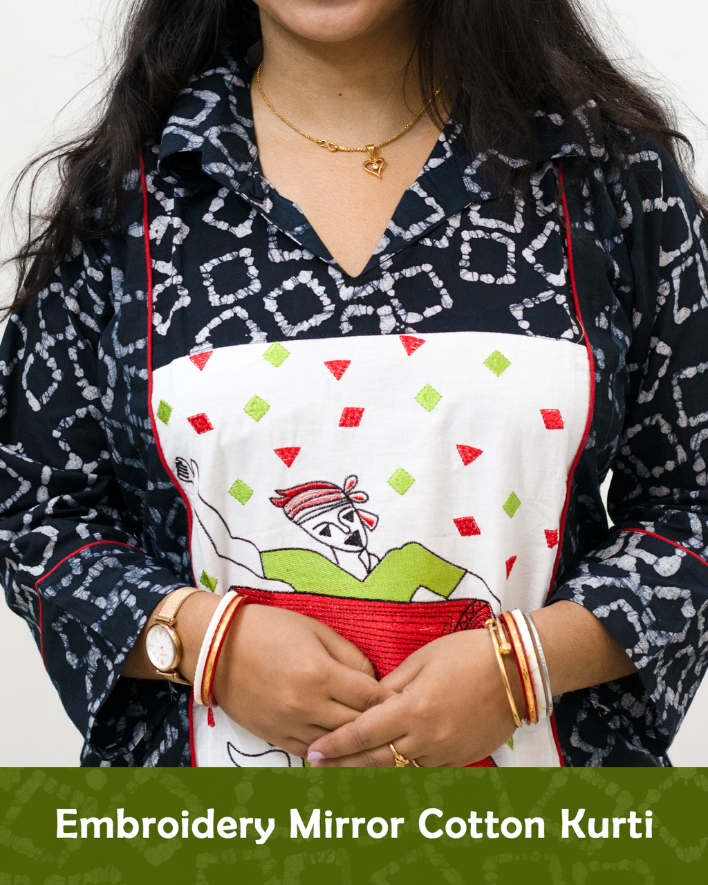 Embroidery Mirror Cotton Kurti