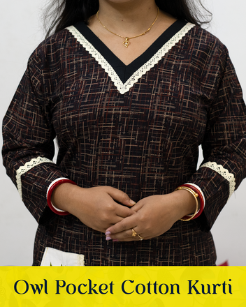 Owl Pocket Cotton Kurti